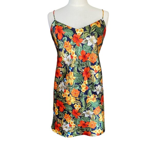 Michelle-Louise Tropical Floral Slip Dress Rainbow Island Vacation Resort Y2K-XL - Picture 11 of 11